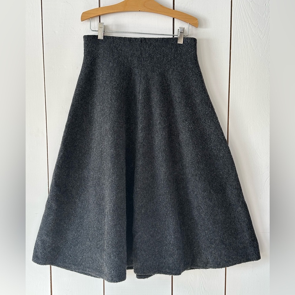 Uniqlo Wool Blend A-Line Skirt Sz S Grey Elasticized Waist - Picture 2 of 9